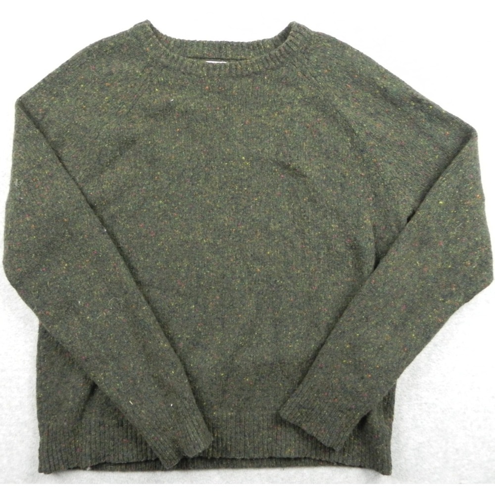 J Crew Sweater Mens XL Wool Blend Pullover Knit Crew Neck Green Long Sleeve